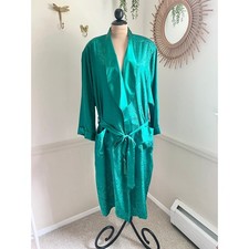 Vintage 80's Gold Label Victorias Secret Emerald Green Robe NWT