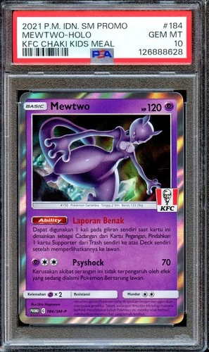 PSA 10 Mewtwo 184/SM-P Holo Chaki KFC Indonesian Indonesia Promo Pokemon Card