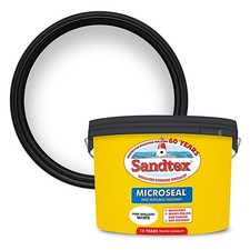 Sandtex Brilliant White Masonry Paint 10L Exterior Textured Weatherproof Walls