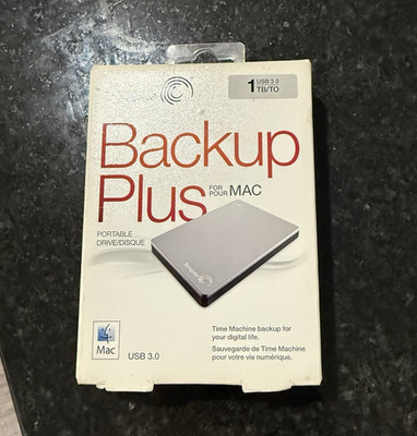 New Sealed Seagate Backup Plus for Mac 1TB Portable External Hard Drive USB 3.0