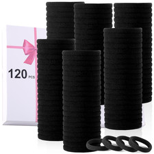 120PCS Black Hair Ties for Thick Hair   Seamless No Damage Elastic Ponytail Hold