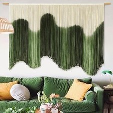 Large Macrame Wall Hanging Boho Wall Art Green Fiber Dip-Dyed Handmade Macrame