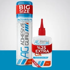 Adhesive Guru CA Glue with Activator 1 Pack, L & Kit 