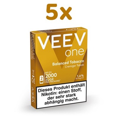 VEEV one Pod BALANCED TOBACCO 18mg/ml Nikotin 5x 2 Pods