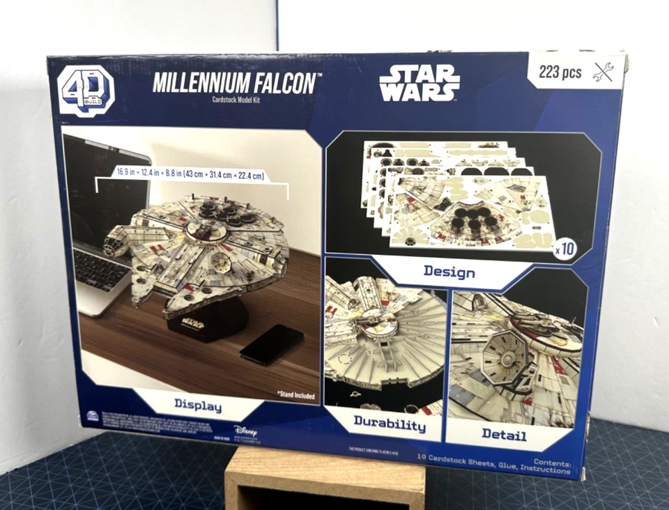 Star Wars 4D Build Millennium Falcon Cardstock Model Kit 223 Pcs Spinmaster NEW! - Image 2 of 4