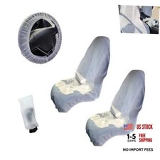 4 PCS Car Disposable Seat Covers, 2 Front Seat 1 Steering Wheel and 1 Gear