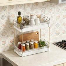 2-tier Bathroom Counter Organizer, 11 6.2 12.1" Plastic Bathroom Organizer white