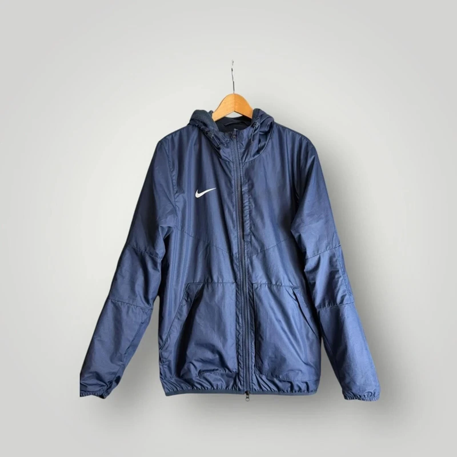🔥 Nike Hooded Windbreaker Jacket – Navy – Fleece Lined – Men’s M 🔥
