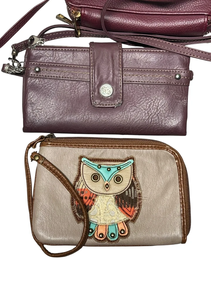 Mujer Cartera Cartera Porta Identificación Mezcla Lote De 9 Cremallera Búho Púrpura Muñequera Tarjeta De Crédito Foto 2 de 4