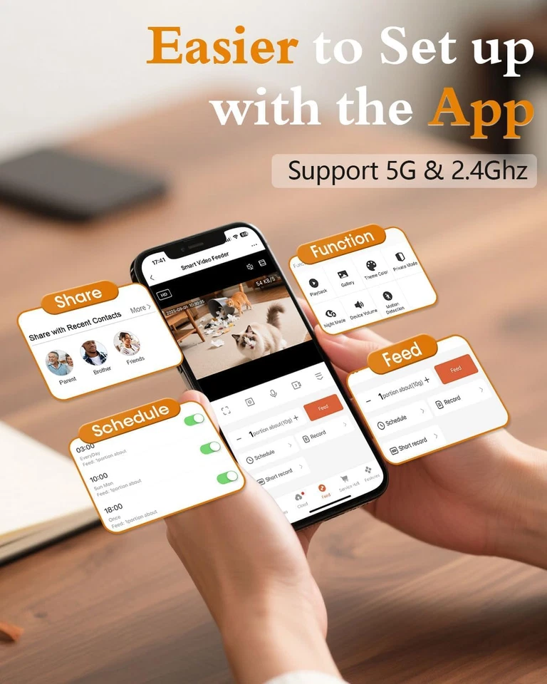 Alimentador Automático para Gatos con Cámara - 5G Wifi Fácil Configuración Aplicación Control Gato Comida Seca D Foto 3 de 4