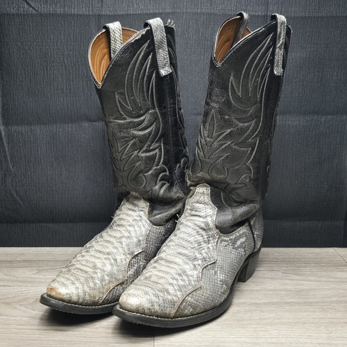 Schlangenleder Cowboystiefel Herren Gr. 11 grau WesTex Leder Western Ranch Farmer Boot
