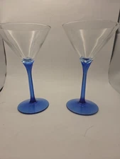 Domaine Blue Martini Glasses (set of 2) Libbey Glass Blue Stem