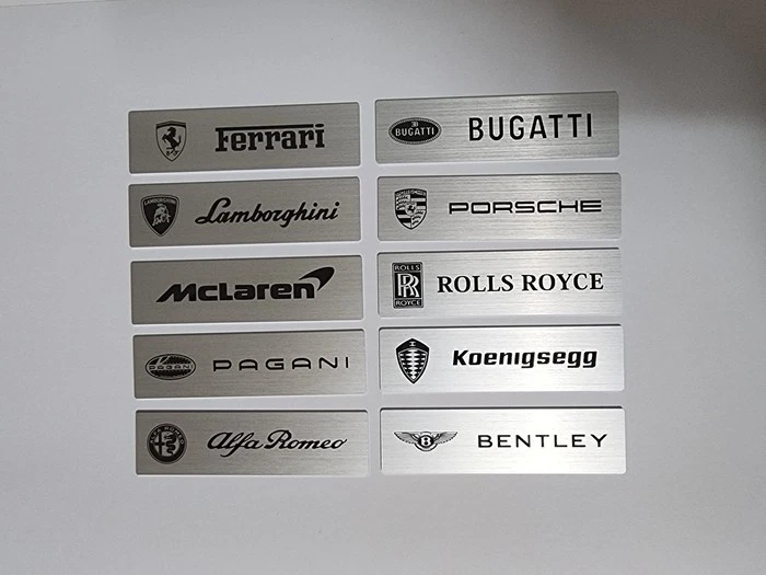 World Car Logo Engraved Metal Nameplate Ferrari Lamborghini Porsche McLaren 1/18 - Image 4 of 4
