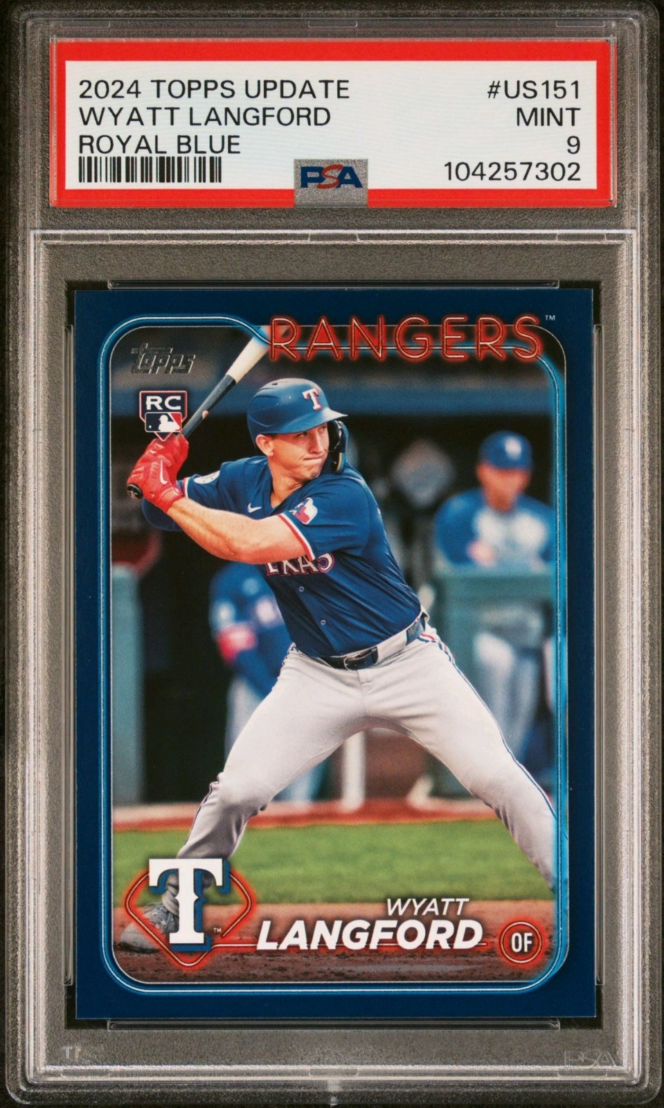 2024 Topps  Update Wyatt Langford ROYAL BLUE Rookie #US151 PSA 9 MINT Card