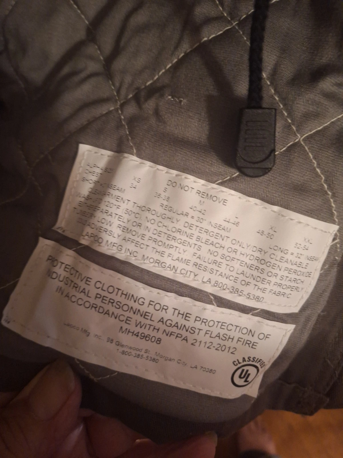 NWT LAPCO FR Insulated jacket XL-REG Gray Hi-Vis CAT 3 NFPA 2112 image 10