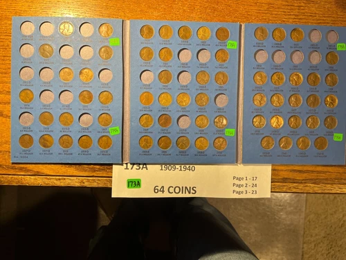 64 Coin 1909  - 1940 Lincoln Wheat Cent Album 09 12 13D 15 15D 16D 26D 31 #173A