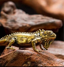 Brass Iguana Miniature Collectible Antique Style 6cm Used