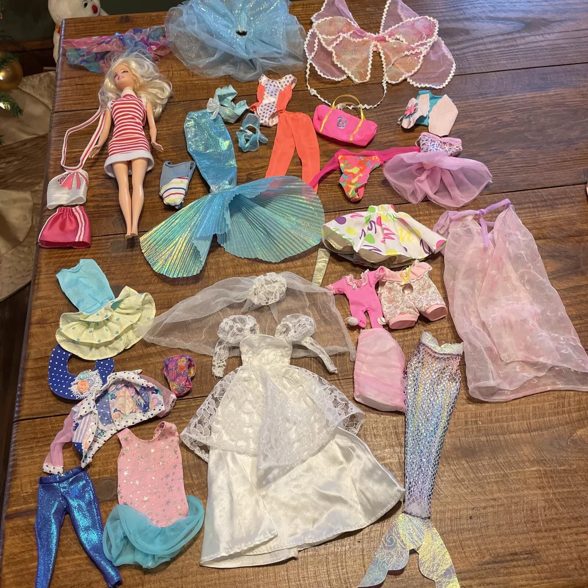 BARBIE CLOTHES PINK Dresses with Barbie tags vintage lot of 7 items