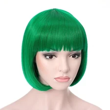 Onedor 10" Short Straight Hair Flapper Cosplay Costume Bob Wig (T2615 - Green)