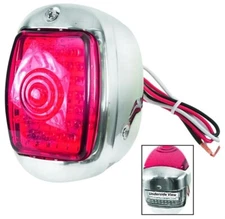 1940-53 Chevy Pickup LED Tail Light Red w/Stainless Housing - LH New Dii