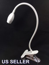 Gooseneck USB SMD LED Portable Reading Light Table Lamp Clip White Steel 9001WT