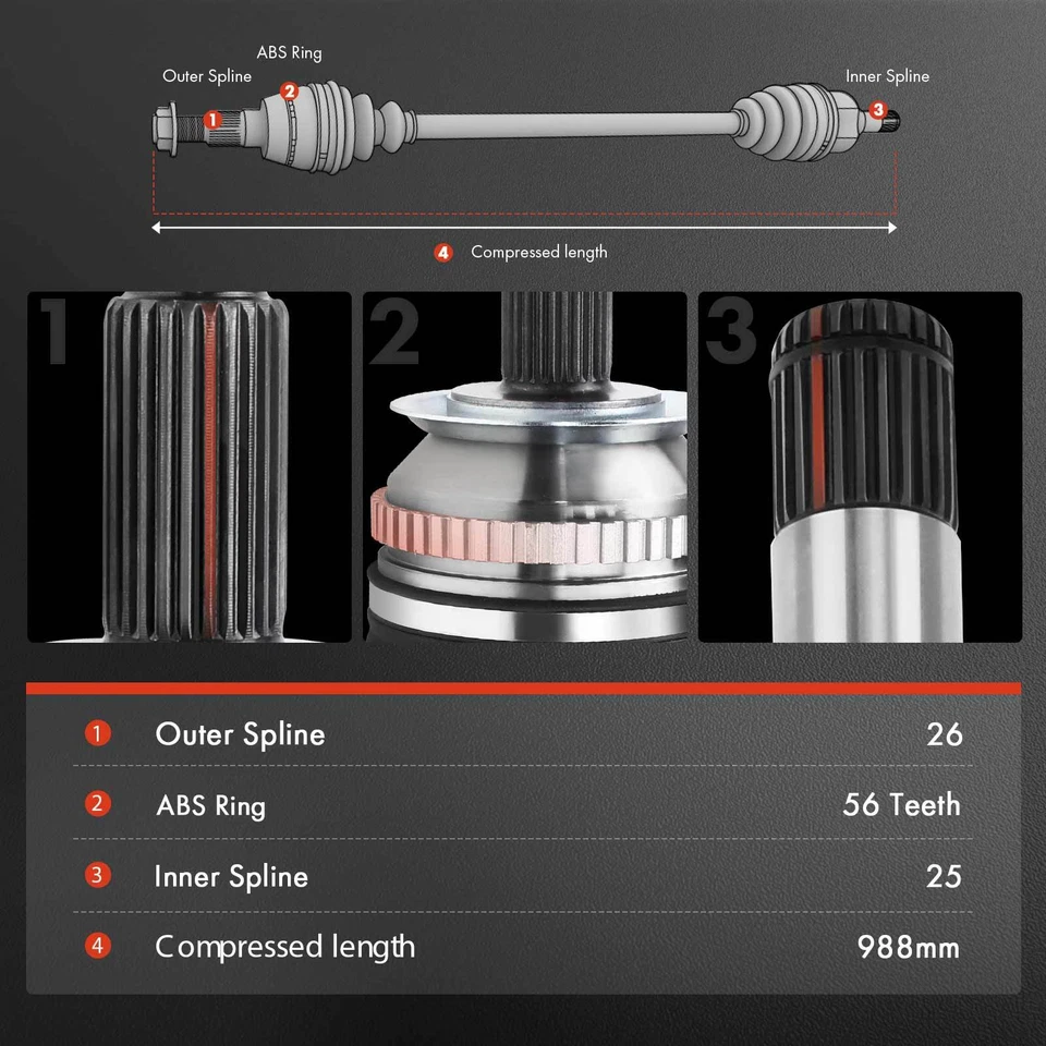 2x Conjunto de eje delantero L&R CV para Chrysler Cirrus Sebring Dodge Stratus Plymouth Foto 3 de 4