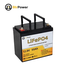 12V LiFePO4 Battery 50Ah Lithium Iron Phosphate for Deep RV Marine Solar System