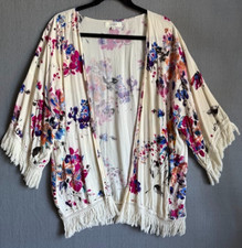 UMGEE Medium Waterfall Cardigan Women Medium Multicolor Floral Open Front Boho