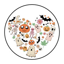 30 HALLOWEEN STICKERS ENVELOPE SEALS LABELS 1.5" ROUND