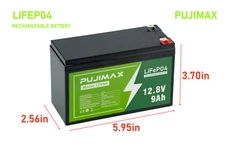 PUJIMAX 12V LiFePO4 9Ah 2000 Deep Cycle Lithium Battery Portable For Solar BMS
