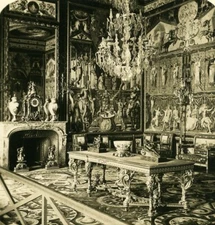 Fontainebleau Castle Catherine de Medicis Bedroom NPG Stereoview Photo 1900