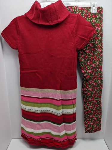 Gymboree COZY OWL Sz 9 Girls Stripe Sweater Dress Flower Leggings Set 2012 EUC - Picture 7 of 11