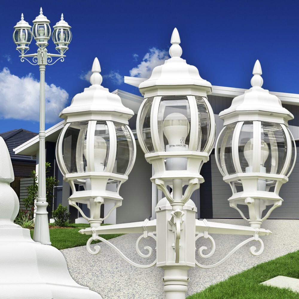 Lampada candelabro vialetto giardino esterno lampada da terra lanterna sentiero bianco