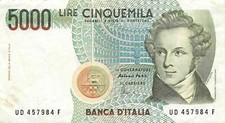 Italy  5000  Lire  4.1.1985  Series  UD-F  Circulated Banknote MEit