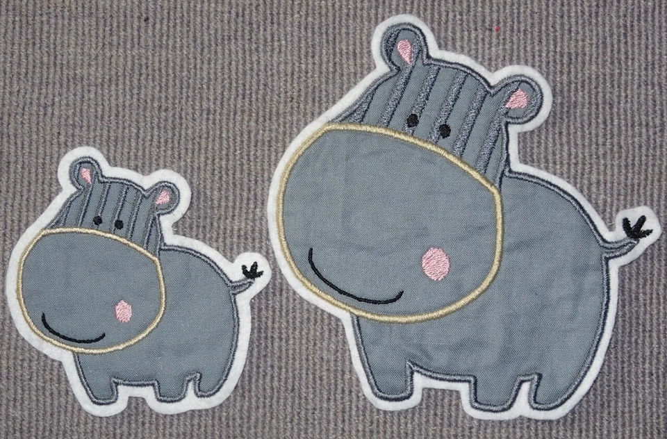 MARKENLOS Nilpferd Aufnäher Applikation Handmade Patch