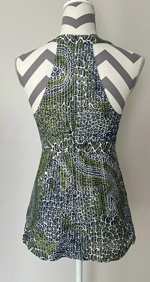 Camiseta sin mangas Trina Turk Halter talla 0 club vacaciones verano brillo verde azul nuevo sin etiquetas Foto 4 de 4
