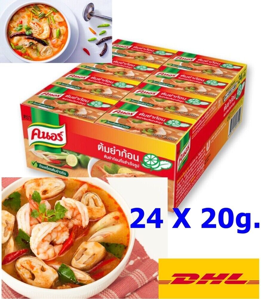 24 X 20 g Knorr Sopa Tom Yum Sabor Cubos Condimento Fácil Cocina Comida Callejera Tailandesa