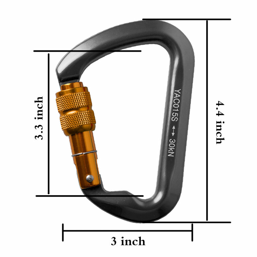 30KN Aluminum Alloy Screwgate Locking Carabiner DRing Hook for