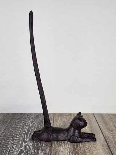 Cast Iron Cat Paper Towel Holder – 14" Tall Paper Towel Stand with Whimsical Cat - Picture 4 of 7
