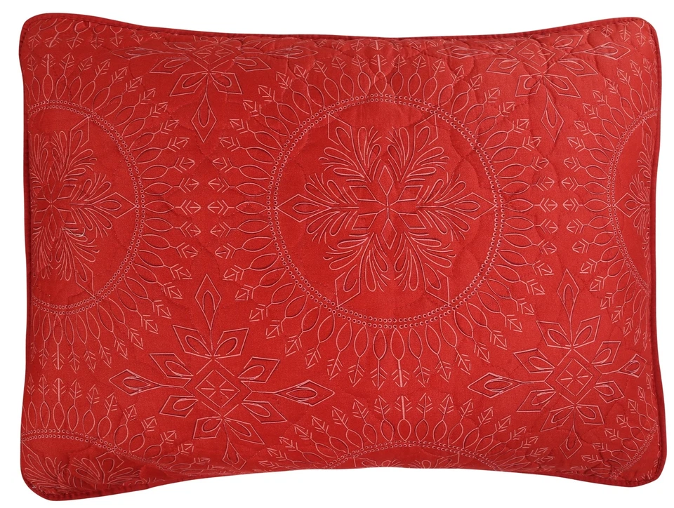 Juego de colcha edredón navideño festivo de 3 piezas ropa de cama navideña medallón rojo Foto 4 de 4