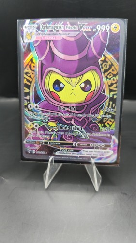 Darkmagician Pikachu Vcos Rare Fan Art Mint Pokemon Card