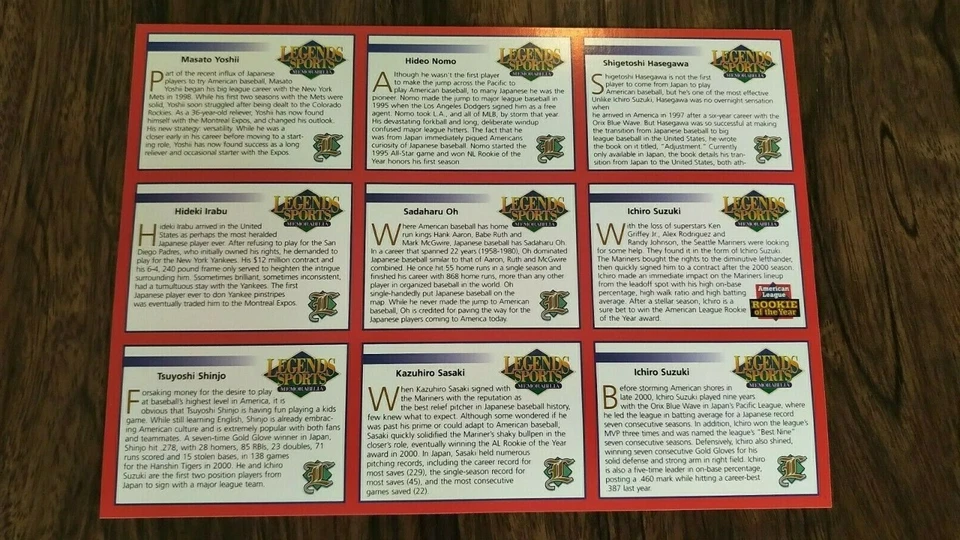 (5) x ICHIRO SUZUKI ЛЕГЕНДЫ ЖУРНАЛ ЗОЛОТОЙ ДЕБЮТАНТ КАРТЫ RC НЕРАЗРЕЗАННЫЕ ЛИСТЫ - Изображение 2 из 2