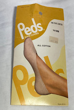 Vntg Peds 100 Cotton Foot Covers size 10-10 1/2 Women's Suntan 2014 -1 pair USA