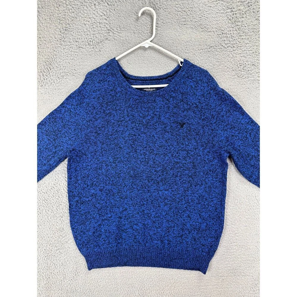 American Eagle Sweater Mens Large Blue Classic Fit Wool Blend Crew Neck Pullover