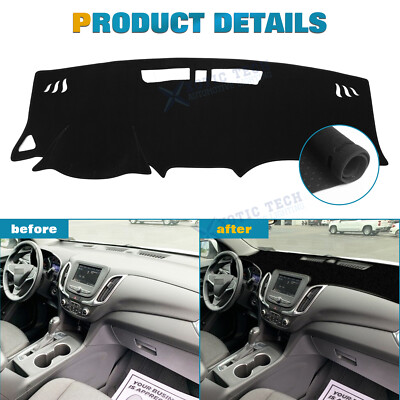 Xotic Tech Black Pre-Cut Dashboard Pad Cover For Chevy Equinox 2018-2024 - Anti-Slip, UV Protection