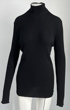 Prada 2022 Black Superfine Wool Ribbed Long Sleeve Turtleneck Sweater sz 48 NWT