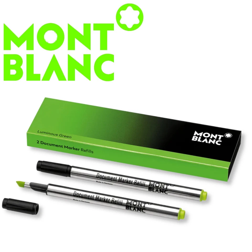 2x MONTBLANC Text Marker Mine Dokument Luminous green Refills Highlighter