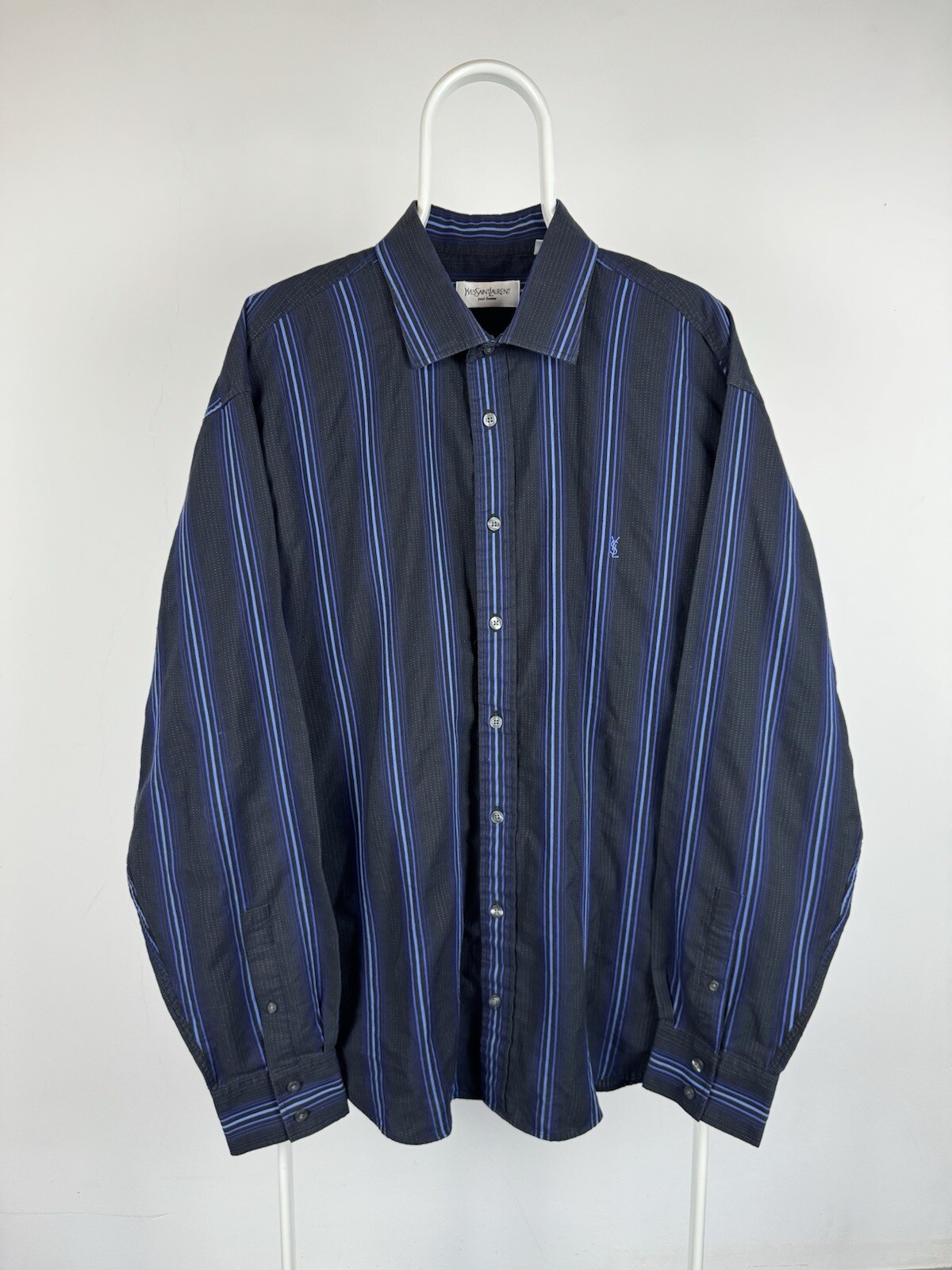 SAINT LAURENT Camicia vintage Yves Saint Lauren a righe manica lunga taglia XXL