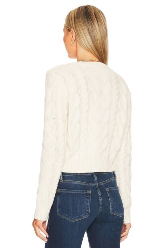 FRAME IvoryOffWhite Cable Knit V-NeckCroppedLongSleevePullover Sweater Sz XS$429 - Picture 8 of 22