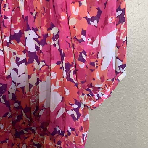 a.n.a.NWT PINK WHITE PURPLE ORANGE BLOUSE SZ S Sheer with Camisole C1 - Picture 7 of 8